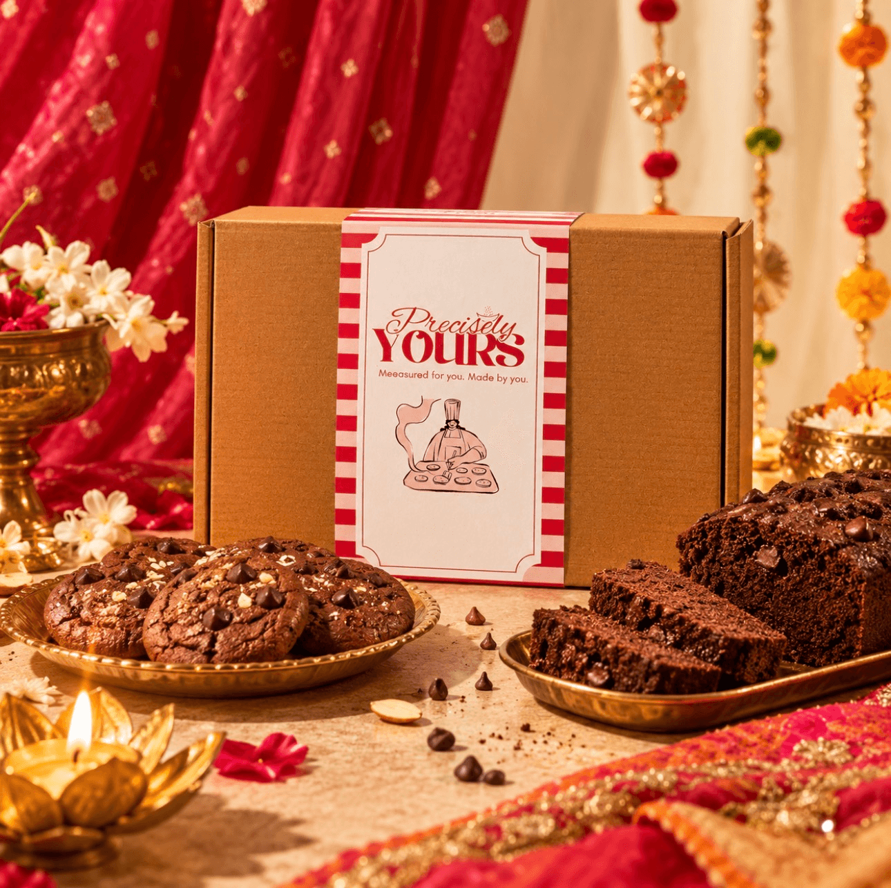 Precisely Yours DIY baking kit — black box packaging with brand emblem